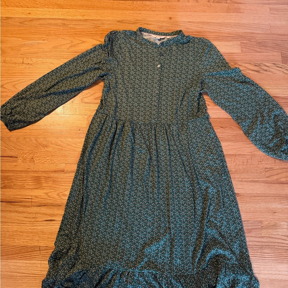 Boden Green Foral Print Dress Sz 14R
